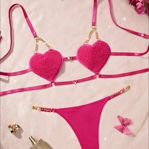 Hot Pink Heart Lingerie Set